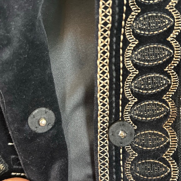 Peter Nygard Coat Size 6 Black Embroidered Long Sleeve Mandarin Collar Marant - Picture 2 of 8